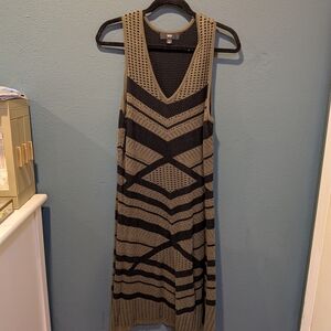 Black and Army Green Sleeveless Sweater Dress